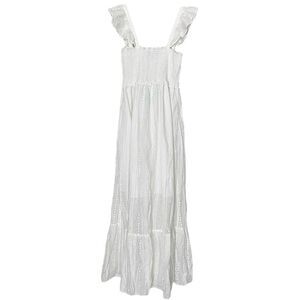 Know One Cares White 100% Cotton Smocked Bust Eyelet Maxi Dress NWT Size Medium